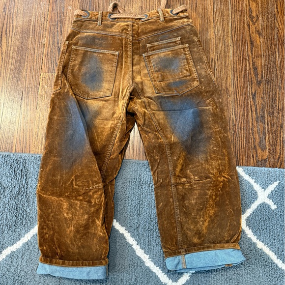 Free People "We The Free" Moxie flocked pull-on barrel jeans brown velvet - Picture 14 of 15